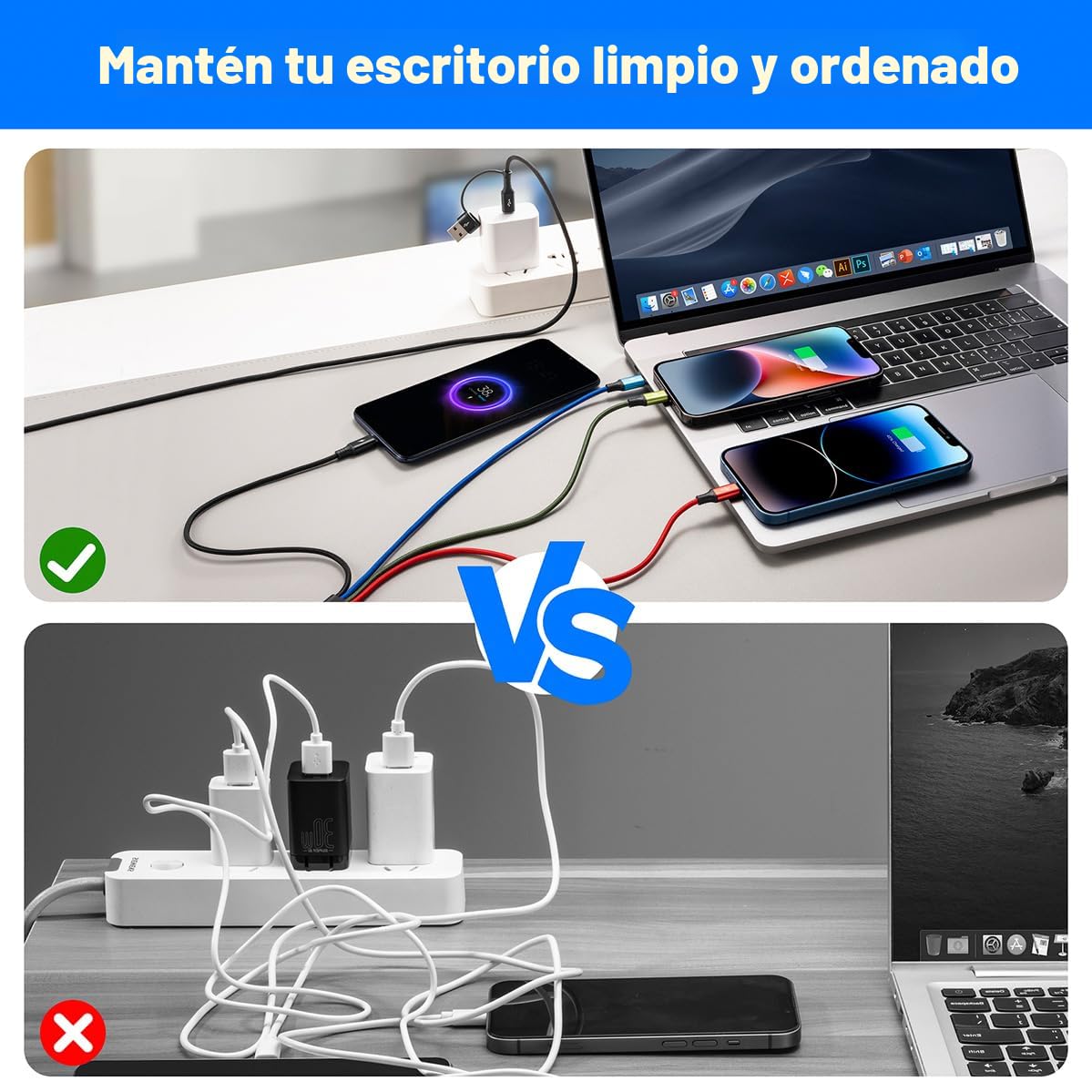 Cable de Carga Múltiple 6 en 1, Paquete de 2 Cables Cargadores Múlt...