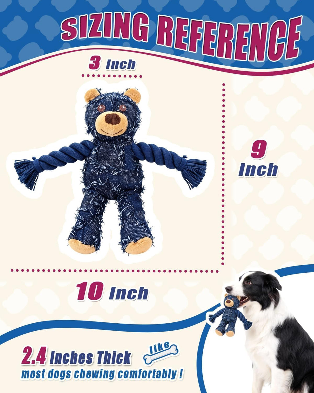 Pelemee Ragged Bear - Juguetes para perros para masticadores agresi...