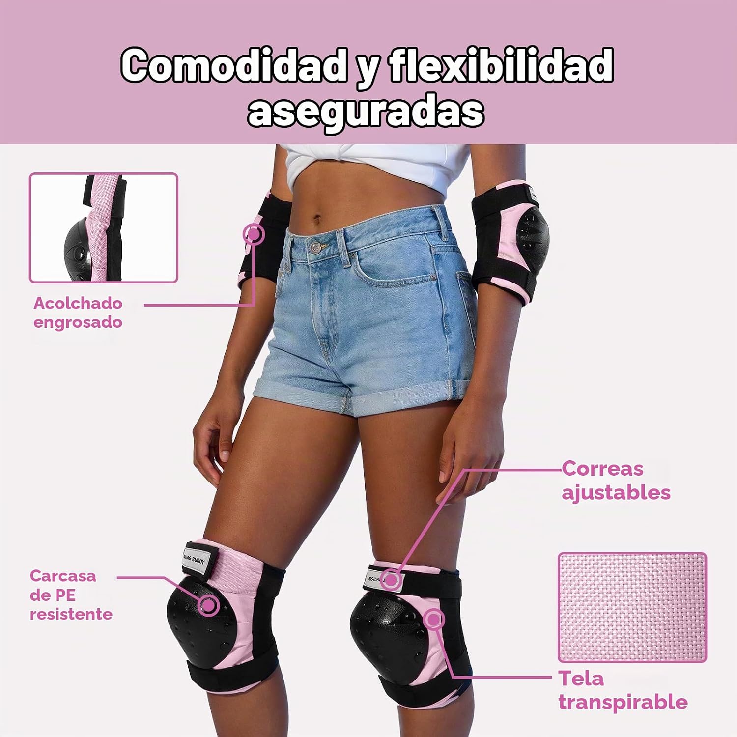RollingBunny Juego de equipo de protección de patinaje para adultos...