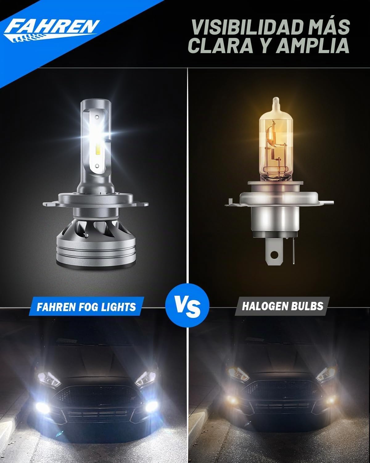 FORENNER Bombilla H4, 50000LM 1000% súper brillante, tamaño real 1:...