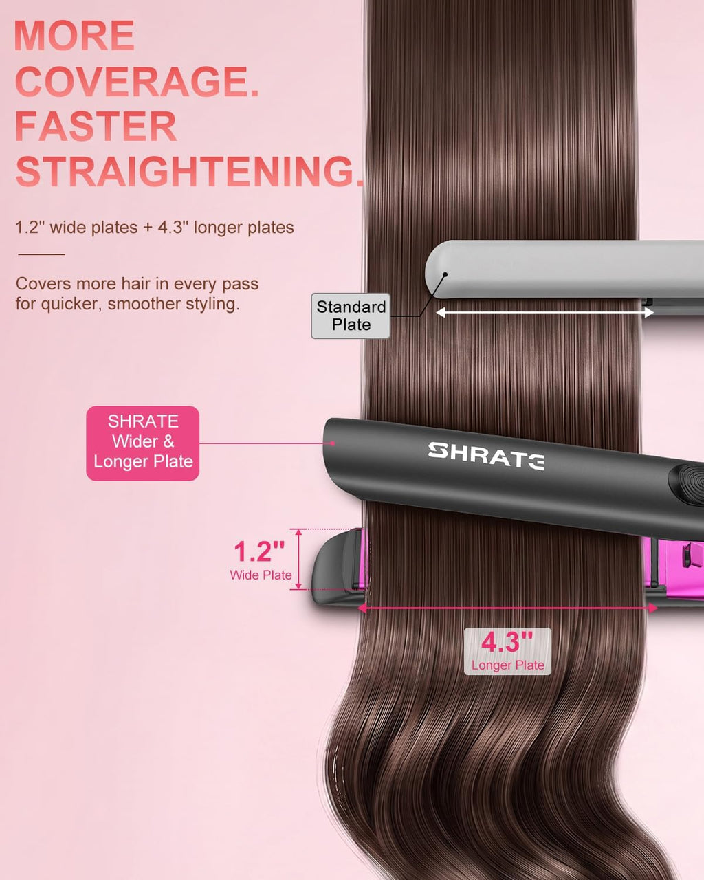 Plancha de pelo de hierro plano SHRATE | Plancha y rizador 2 en 1 |...