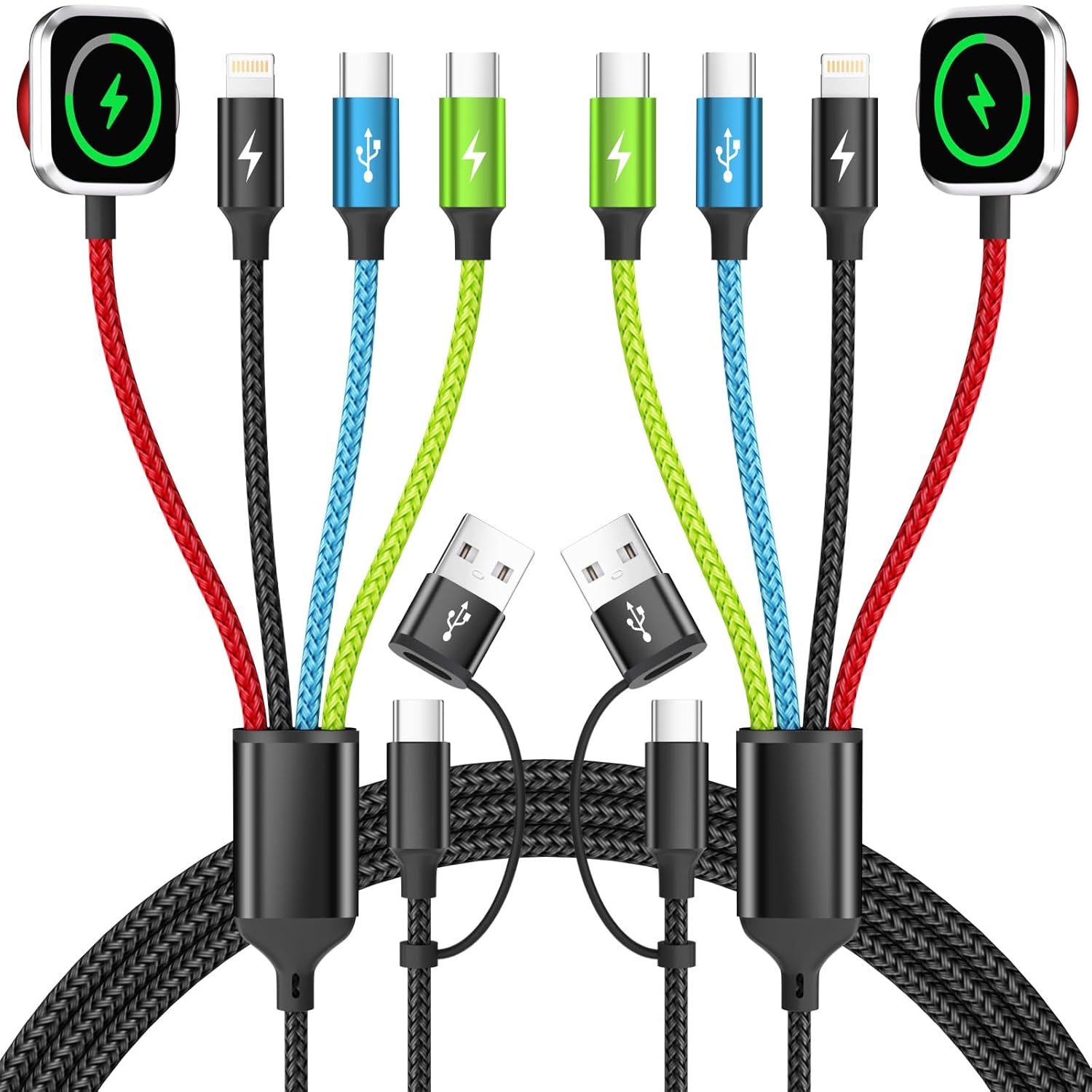 Firsting Dual Type-C Port 4 in 2 Multi Charging Cable for iWatch, T...