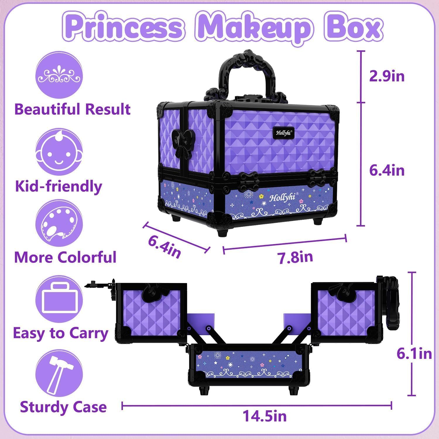Hollyhi Juego de 59 piezas de maquillaje para niñas, juego de jugue...