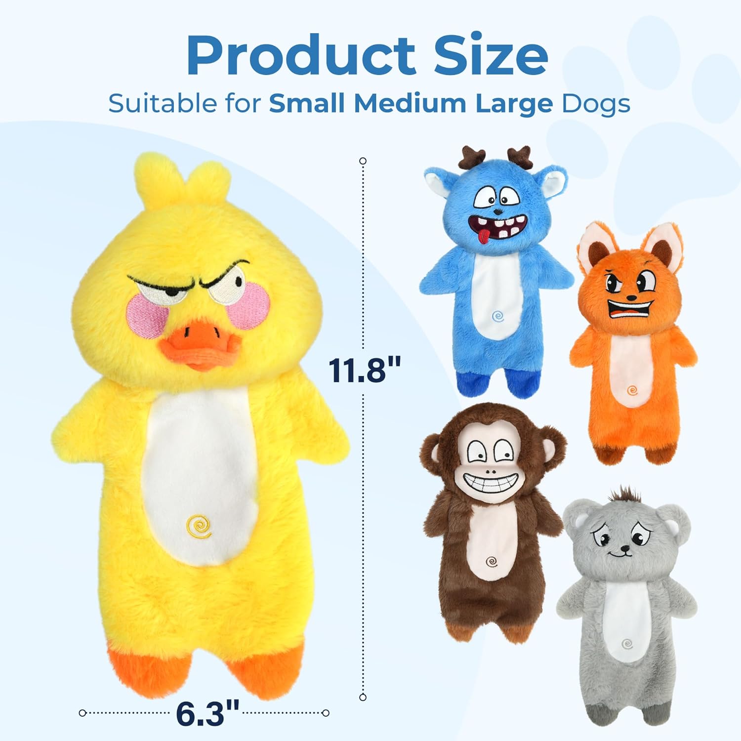 Prime Pets Paquete de 5 juguetes chirriantes para perros, sin cuerp...