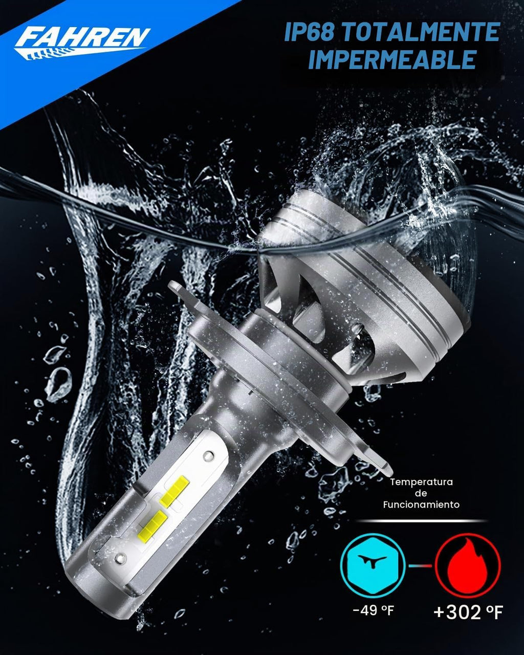 FORENNER Bombilla H4, 50000LM 1000% súper brillante, tamaño real 1:...