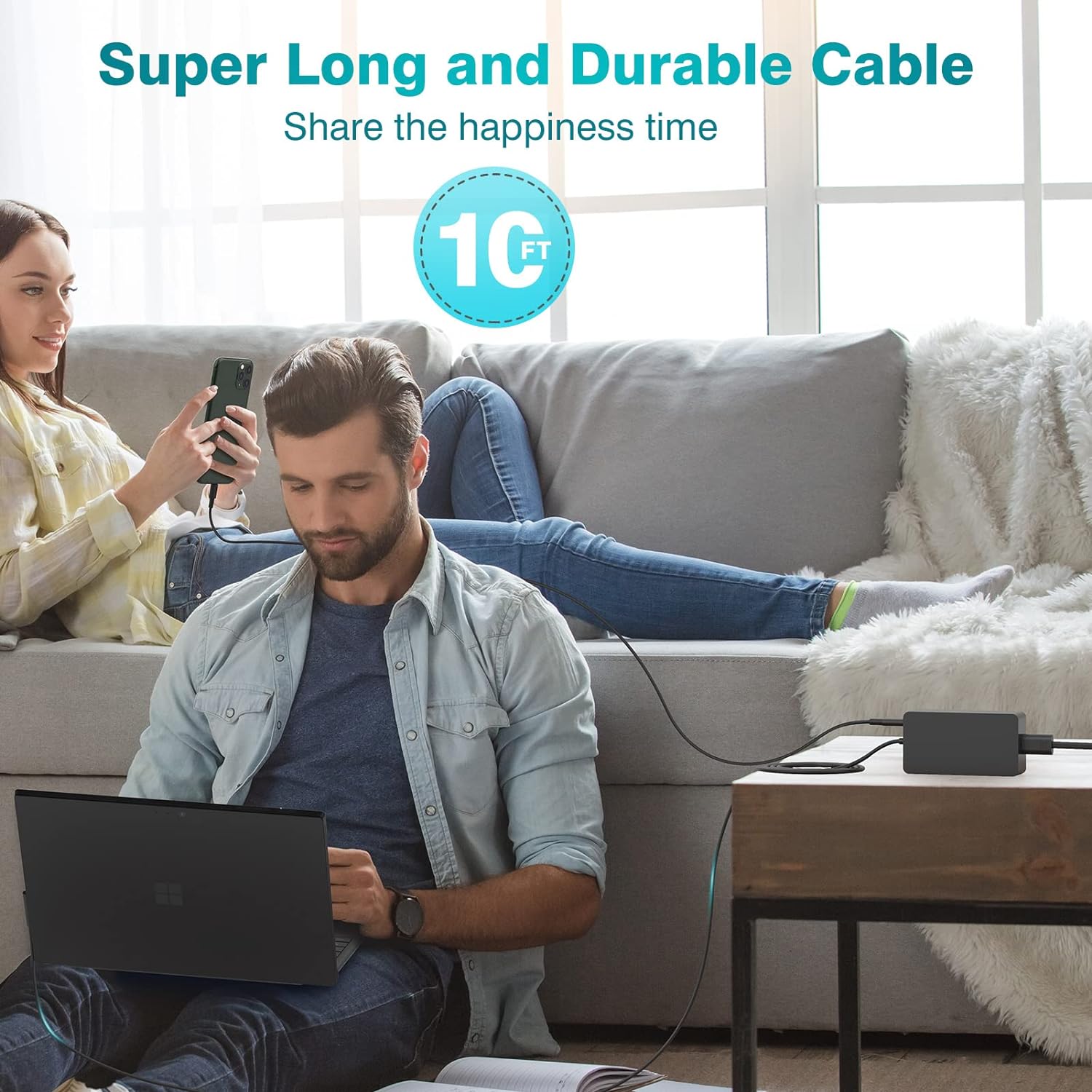 Cargador de 65 W compatible con Microsoft Surface Pro 11, 10, 9, 8,...
