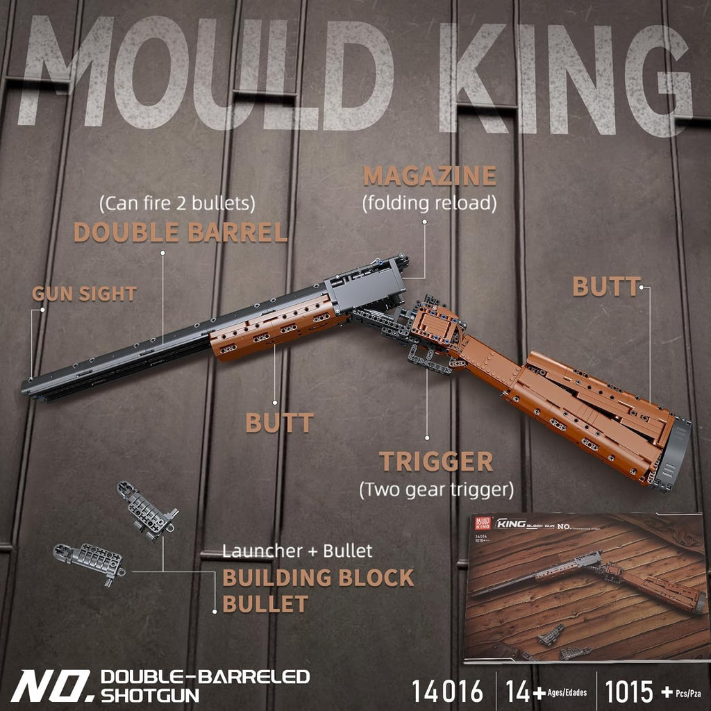 Mould King 14016 Bloque de construcción de escopeta de doble cañón,...