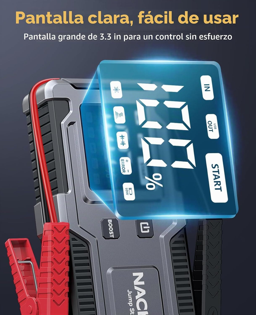 NACKEO Arrancador de Batería de Auto 6000A, Arrancador de Batería d...