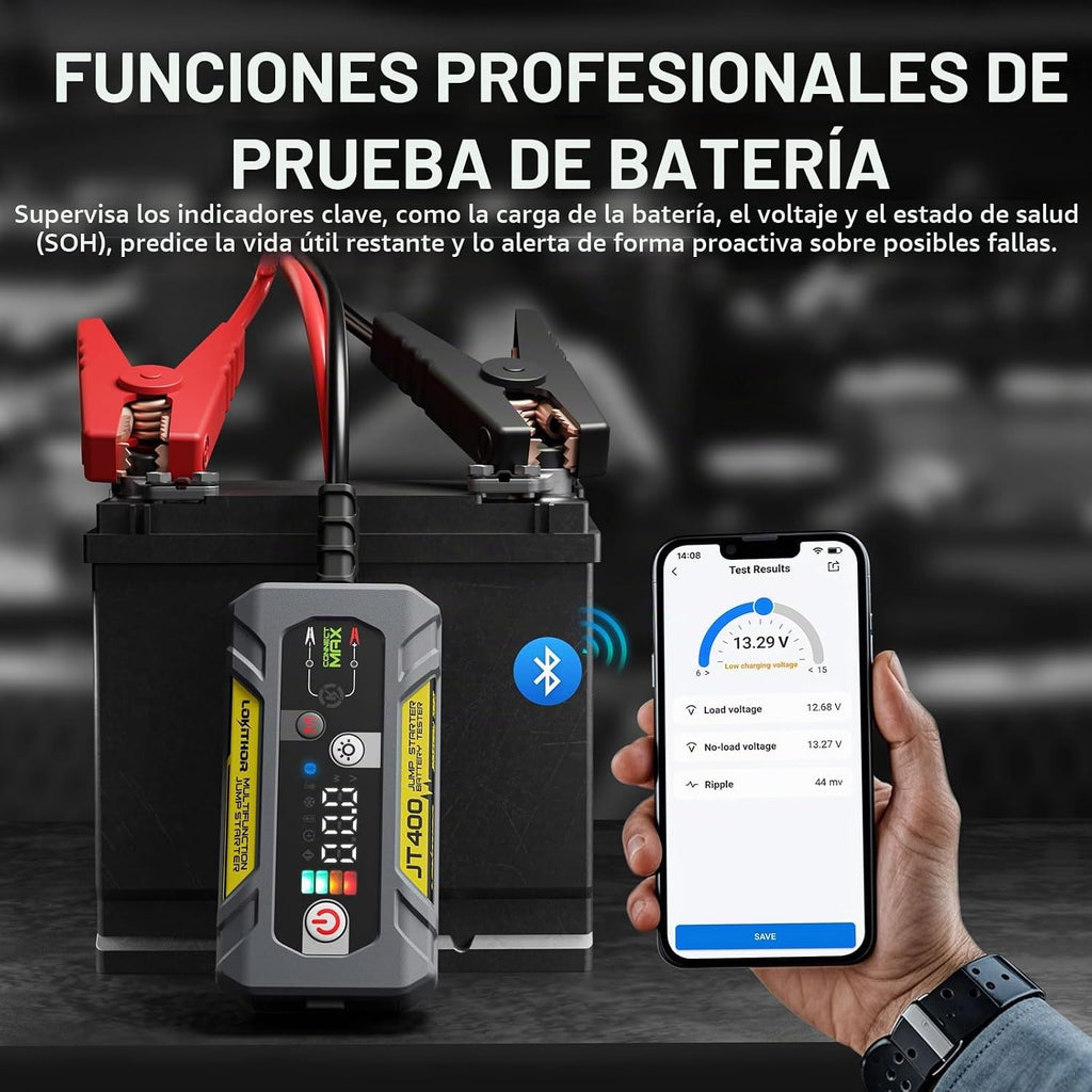 LOKITHOR JT400 Arrancador de salto de 12 V y probador de batería 2...
