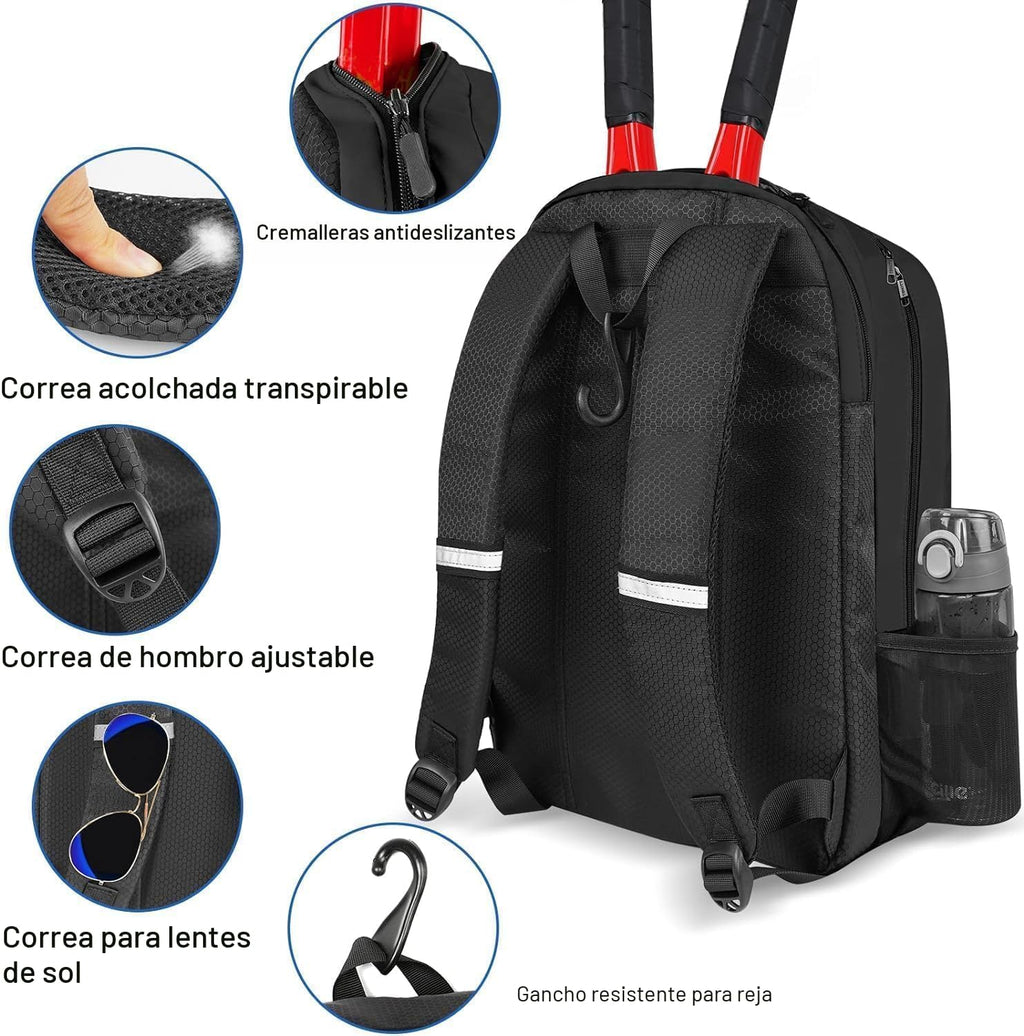 Ytonet Mochila de tenis para mujeres y hombres, 2 raquetas con bols...