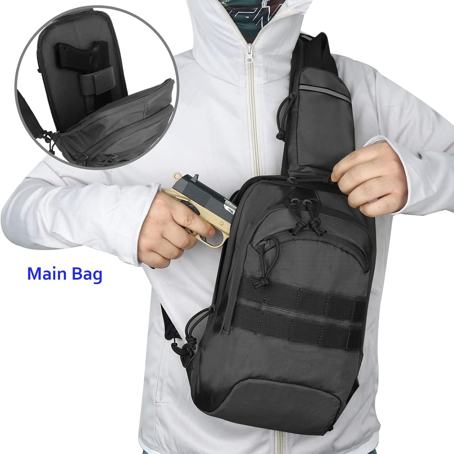 LarKoo Mochila táctica para el pecho de la honda EDC Mochila univer...