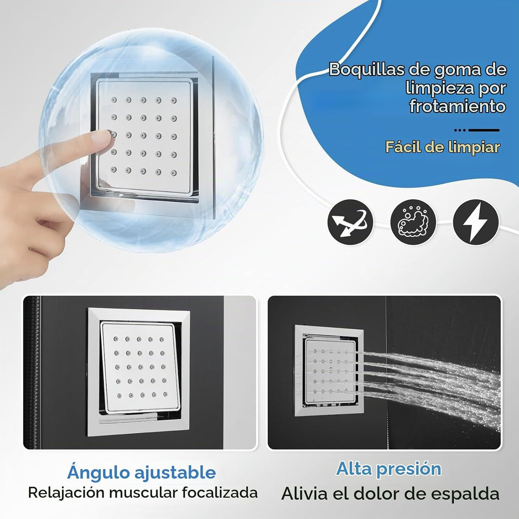 ROVOGO Sistema de torre de panel de ducha con luces LED, funciona c...