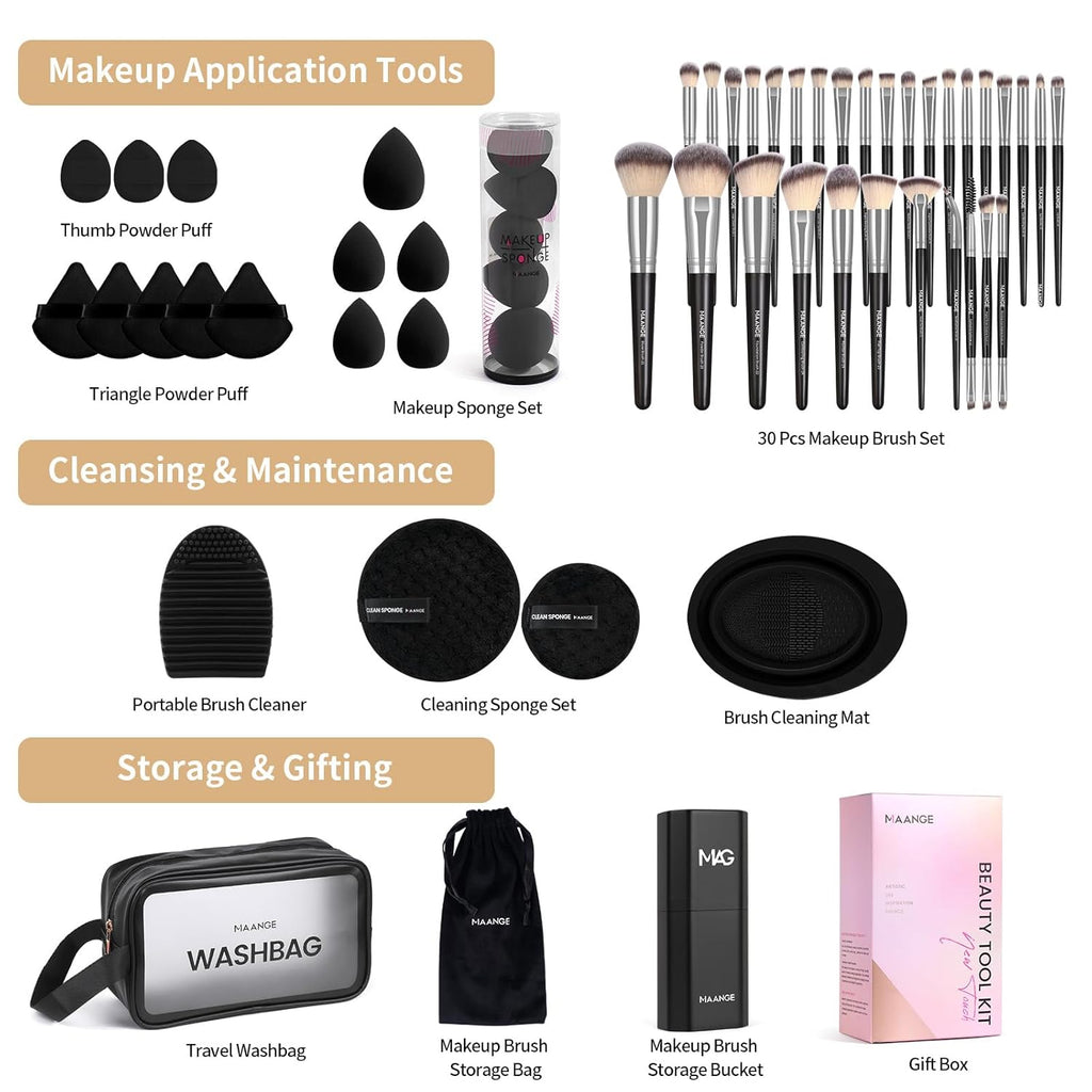 MAANGE Juego de brochas de maquillaje 51 PIEZAS, brochas de maquill...