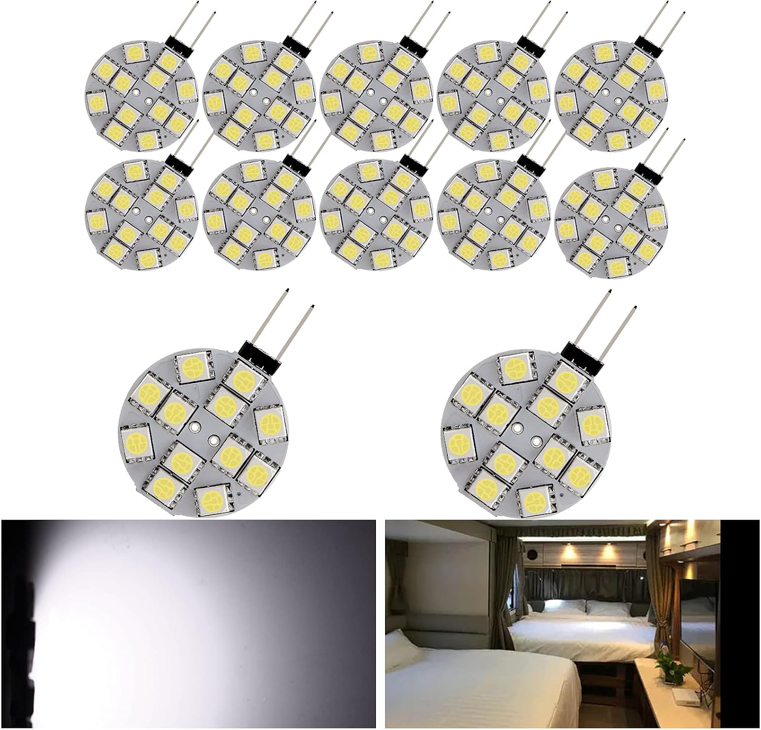 YM E-Bright Paquete de 12 bombillas LED G4 con base de pasador late...