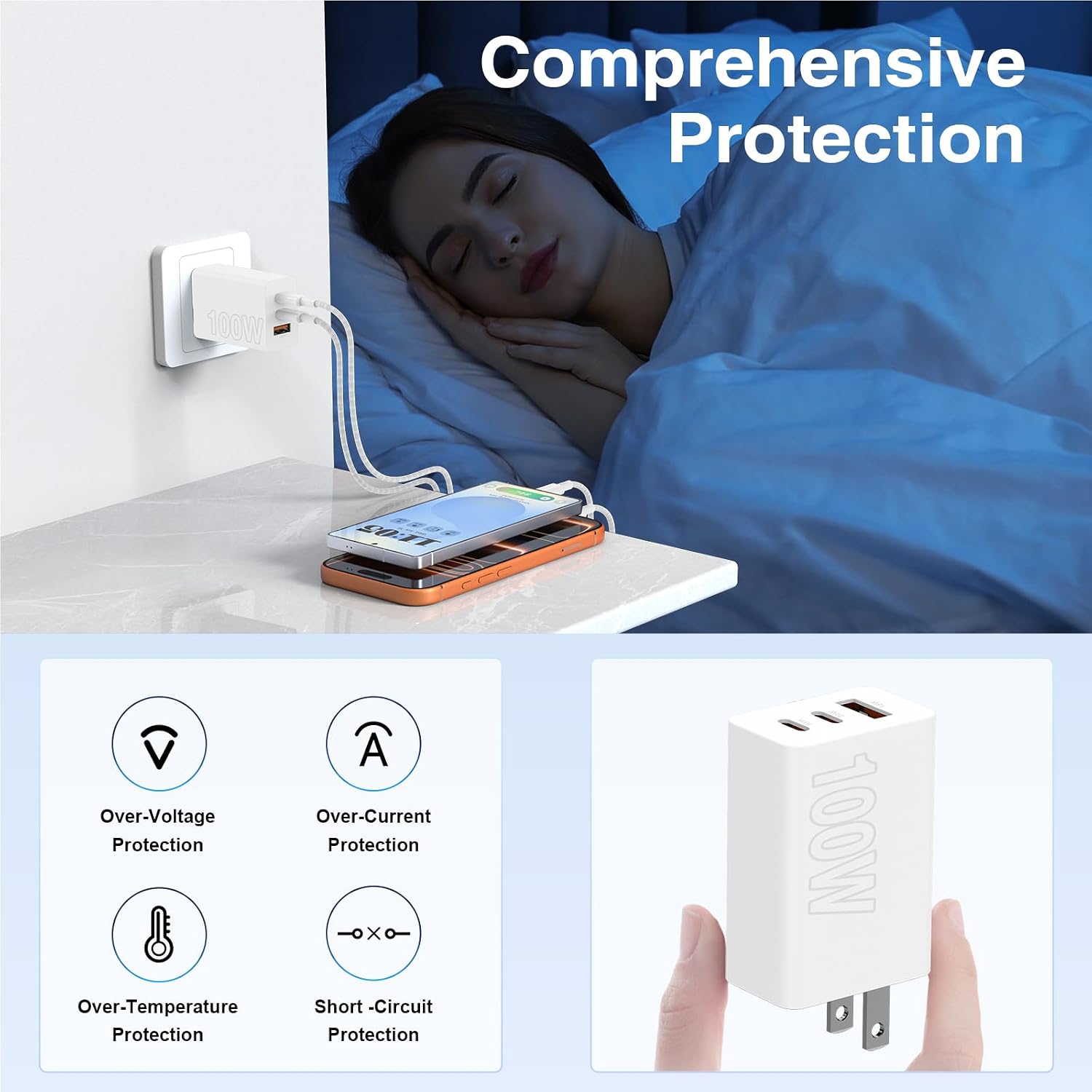 Cargador de carga rápida para iPhone 17 16 15 Pro Max de 65 W, 3 pu...