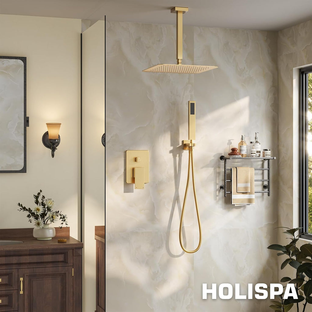 HoliSpa Sistema de ducha de montaje en techo, juego de grifo de duc...
