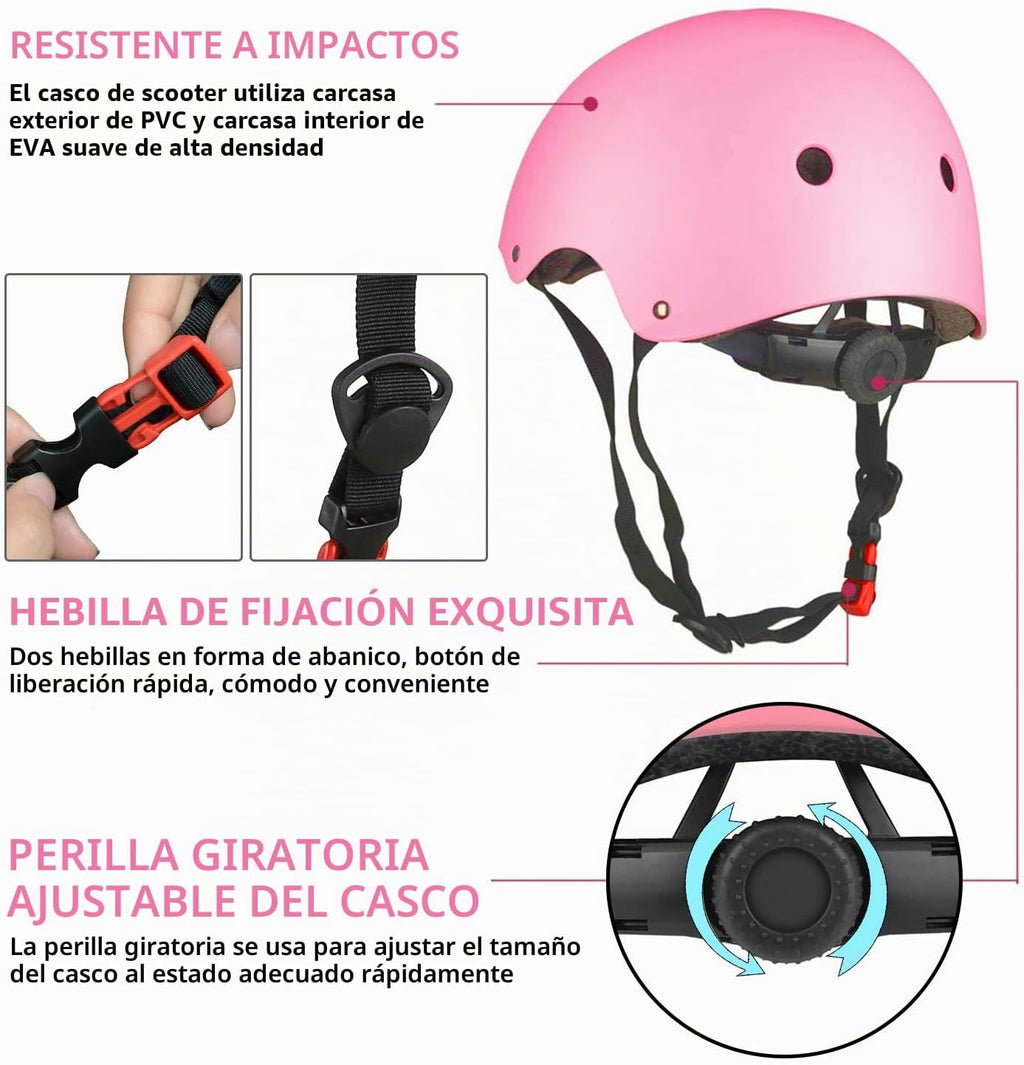 WayEee Juego de casco de bicicleta para niños, rodilleras, equipo d...