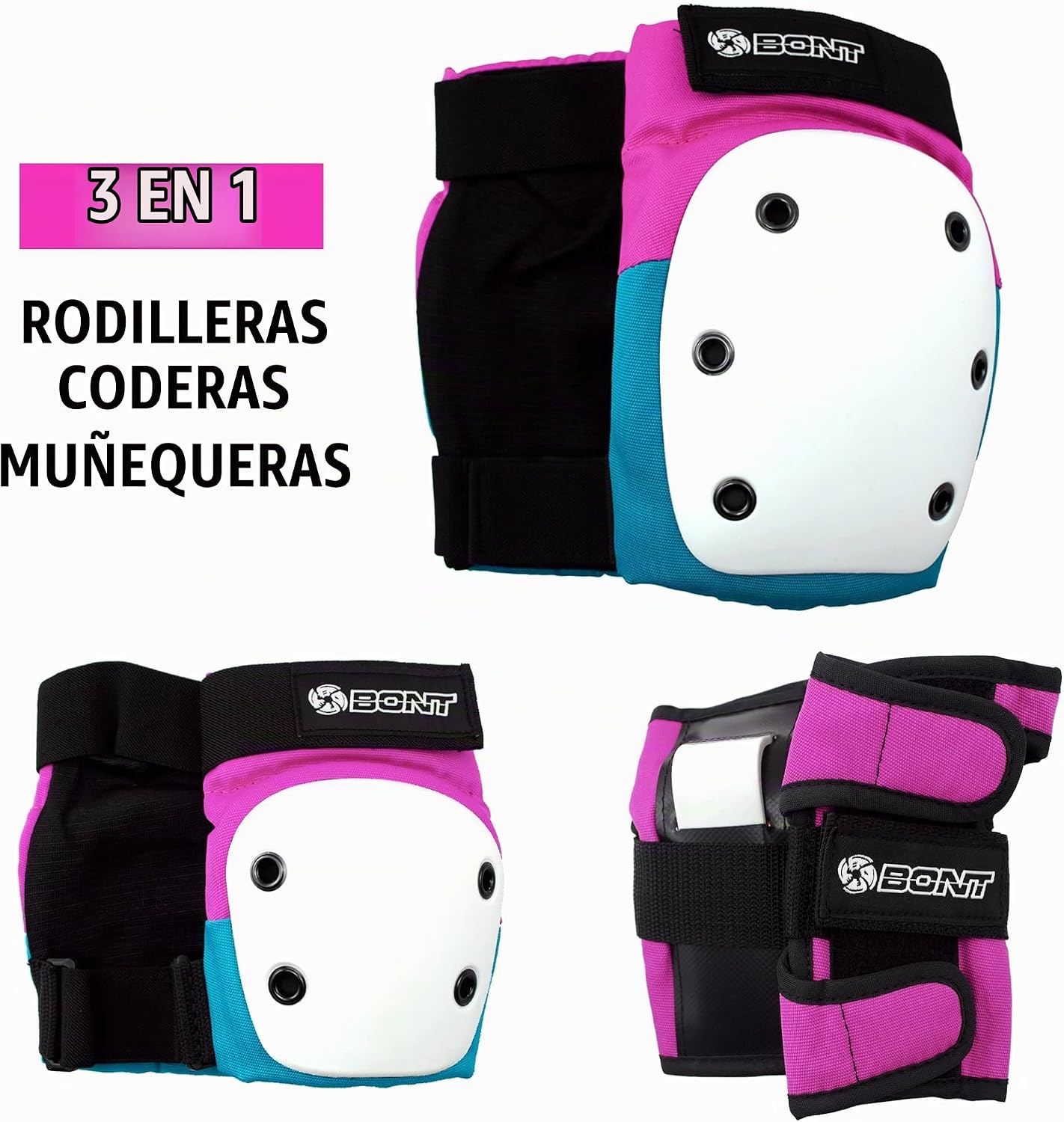 Bont Juego de protección triple con rodilleras, coderas y muñequera...