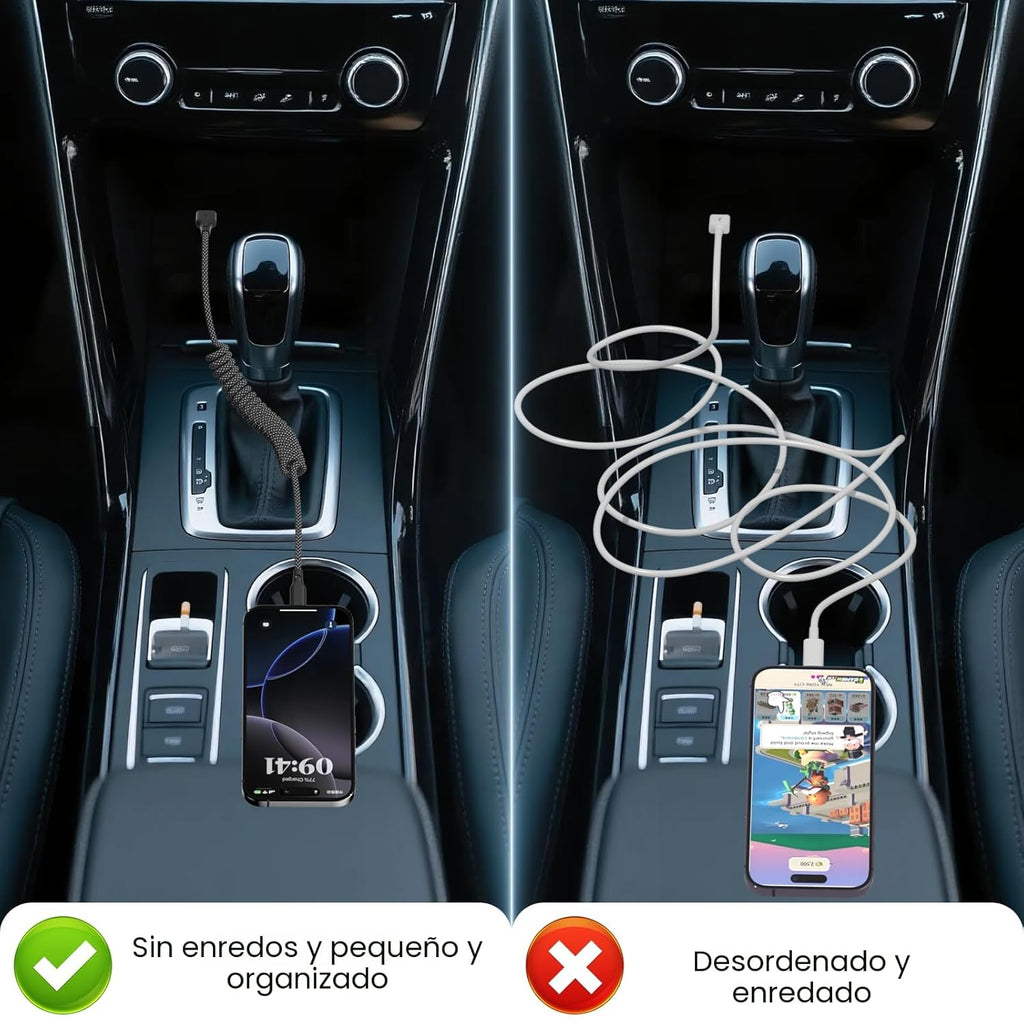 Eettvekd Cargador de Coche Carplay Enrollado de Carga Rápida, [Paqu...