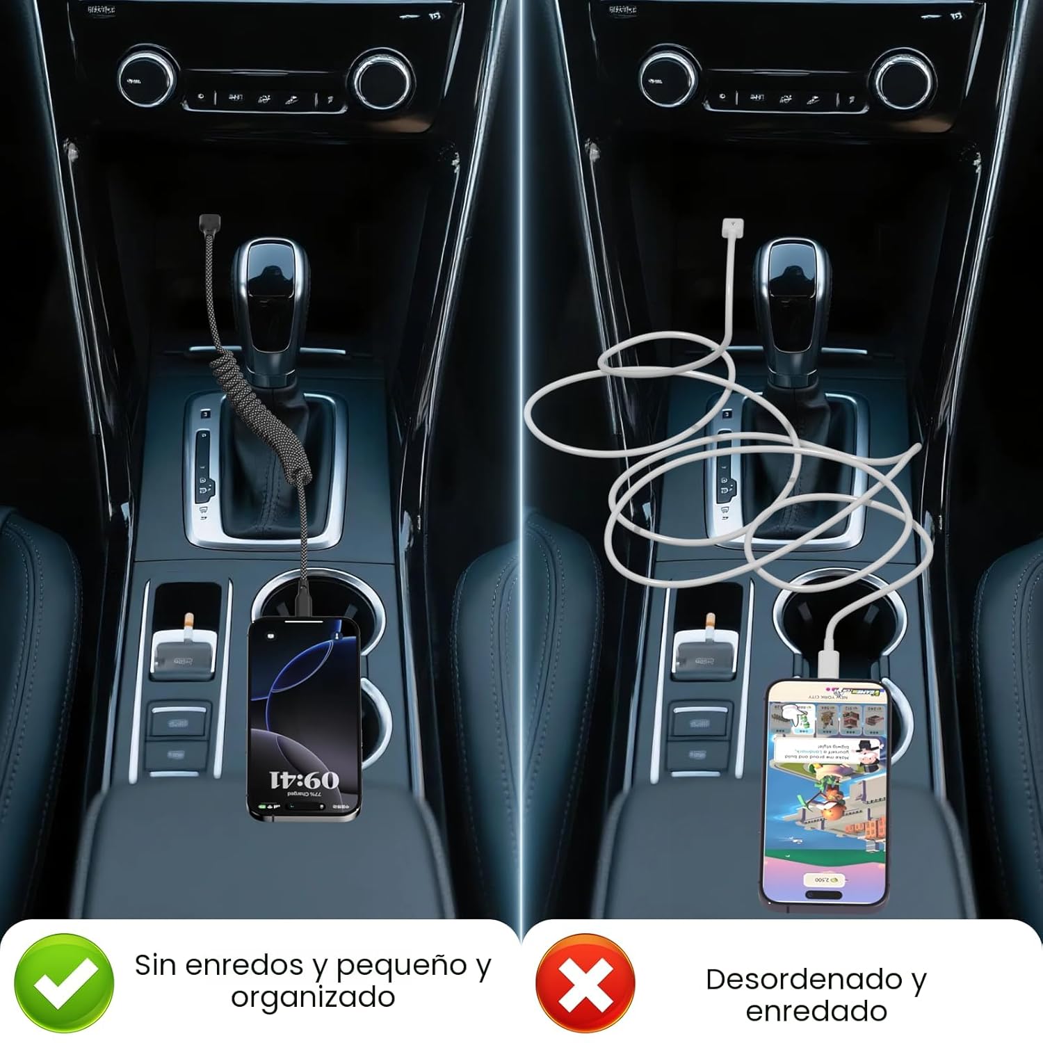 Eettvekd Cargador de Coche Carplay Enrollado de Carga Rápida, [Paqu...