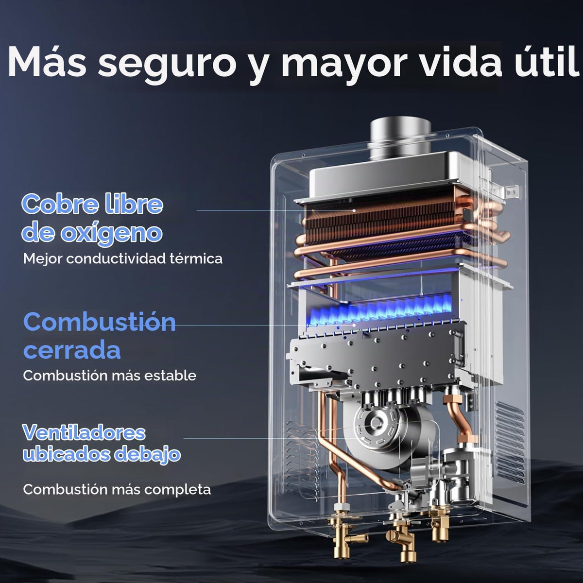 Ranein Calentador de agua sin tanque de gas propano, 5.3 GPM, 130,0...