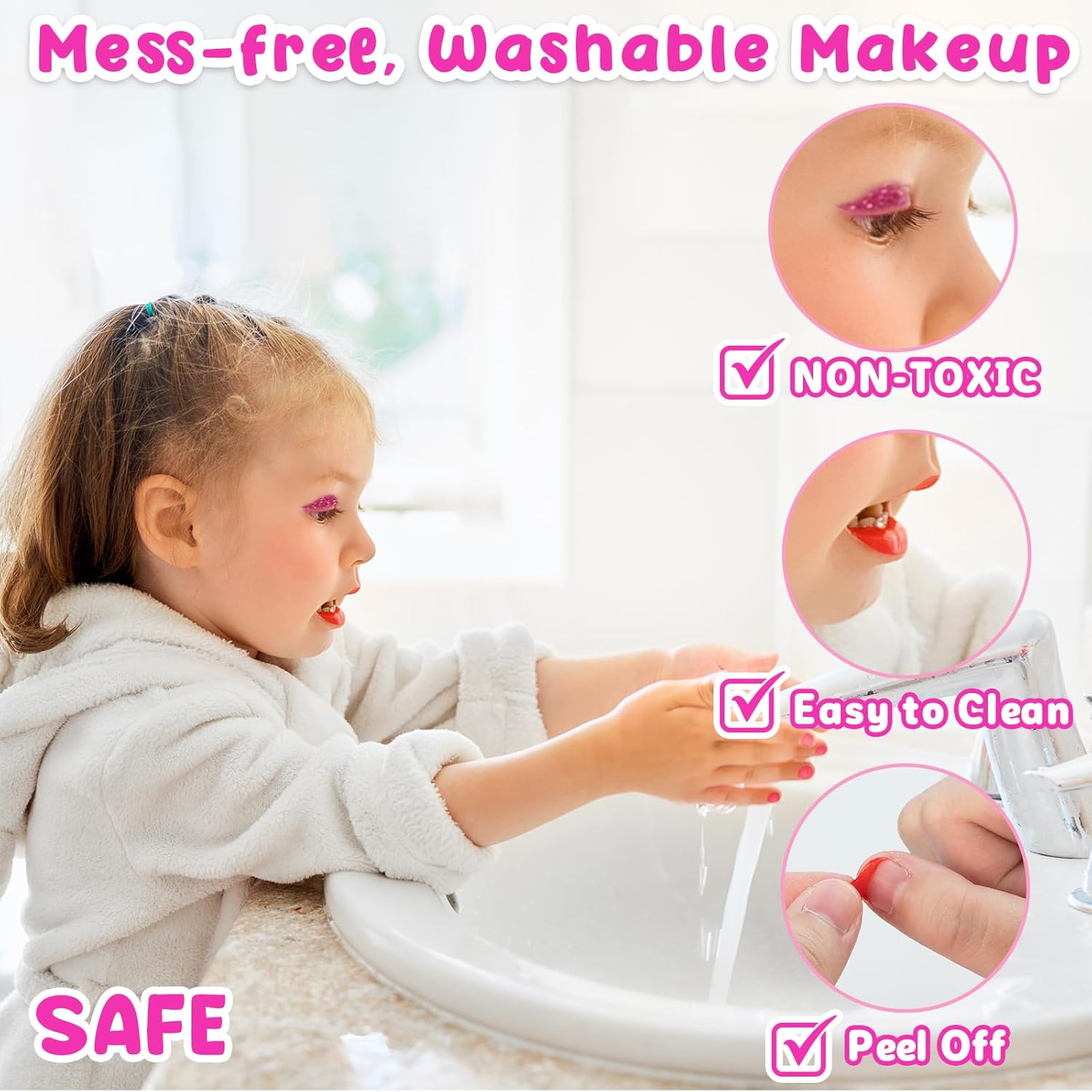 58 piezas Kit de maquillaje para niños para niña - Juego de cosméti...