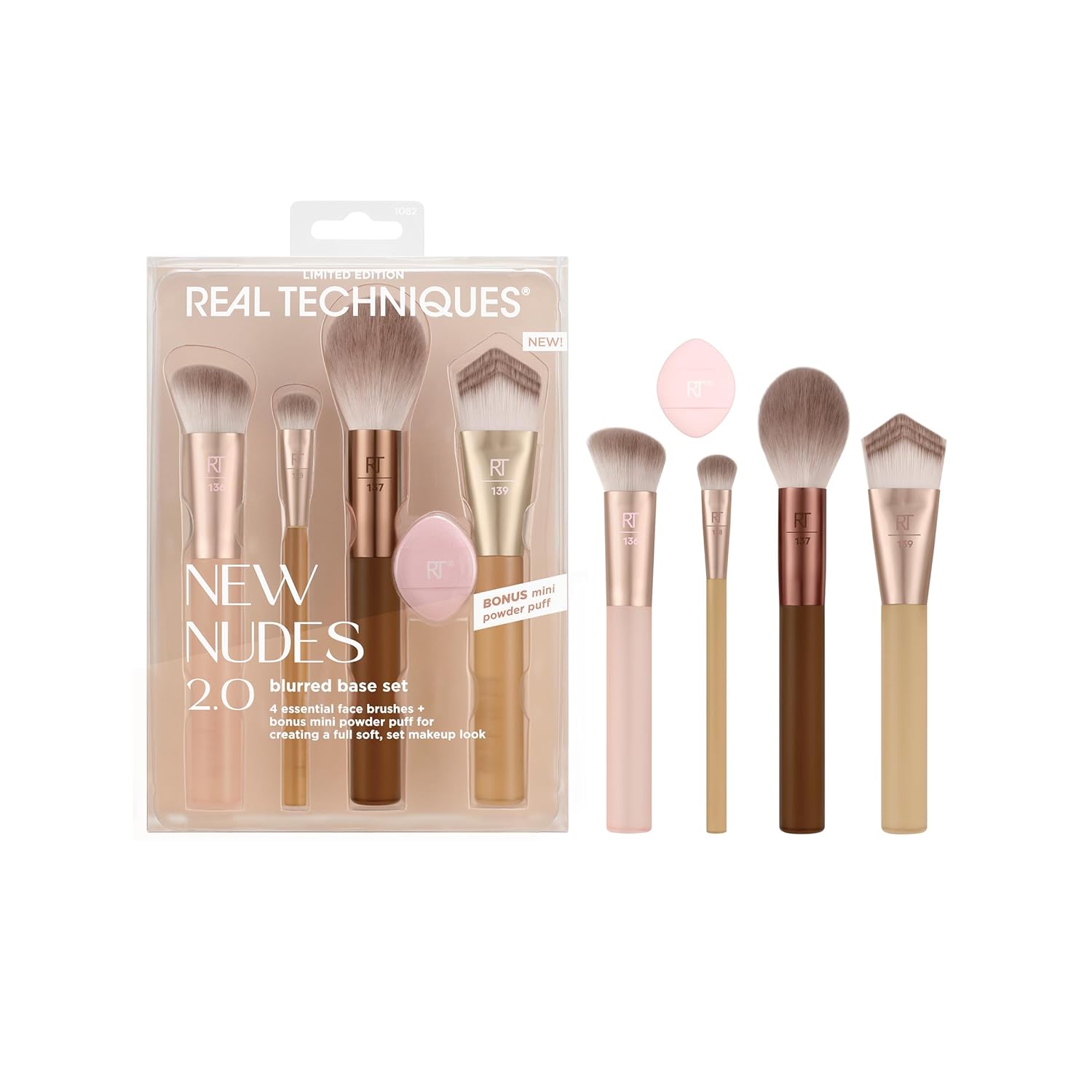 Real Techniques New Nudes - Kit de base borrosa, juego de 5 brochas...