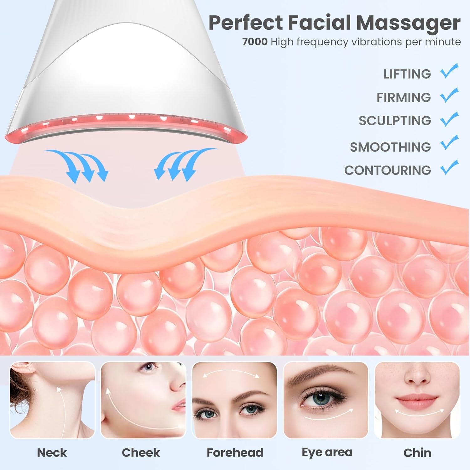 Herramienta de masajeador facial para cara y cuello, dispositivo el...