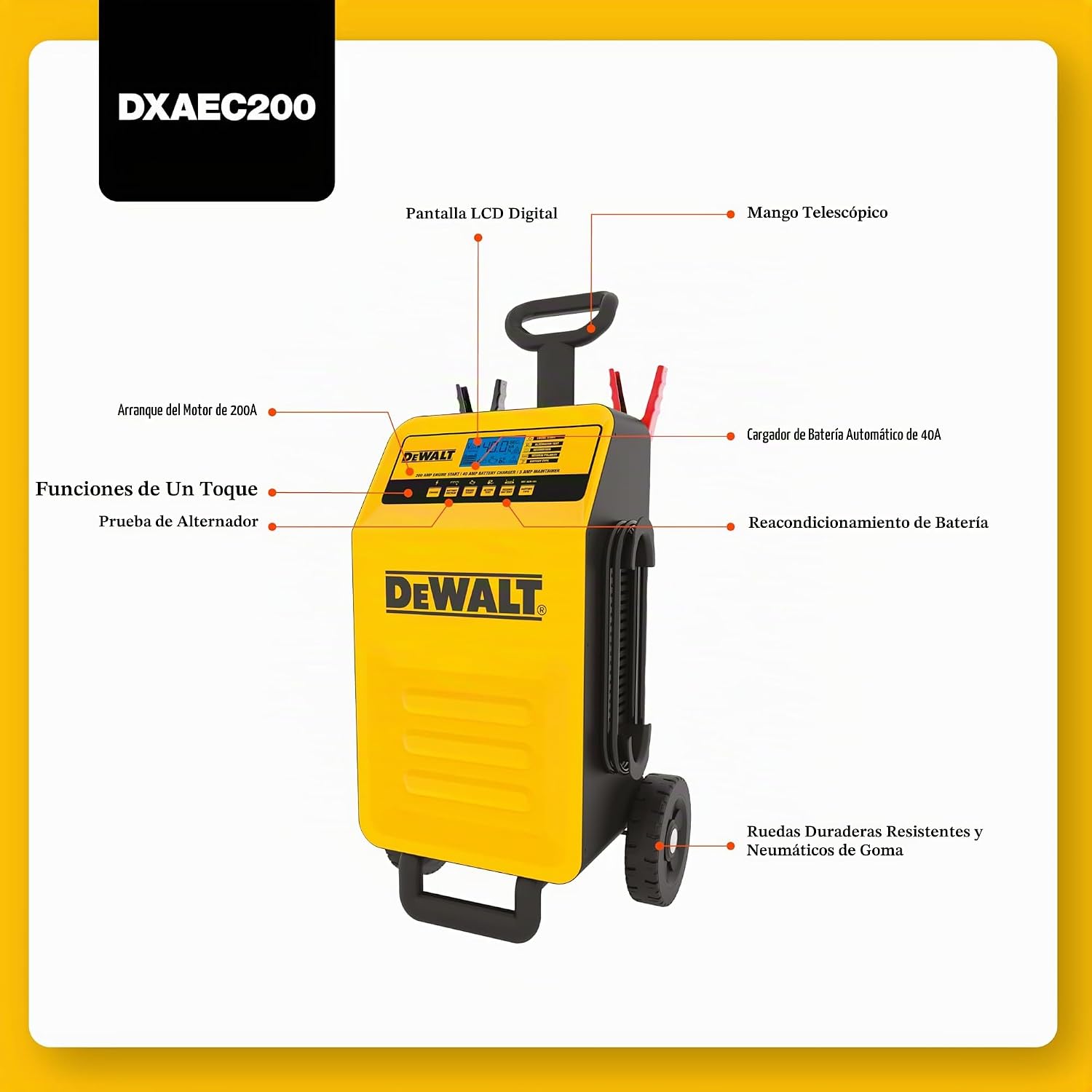 DeWalt Cargador de batería rodante de 40 amperios DXAEC200 para veh...