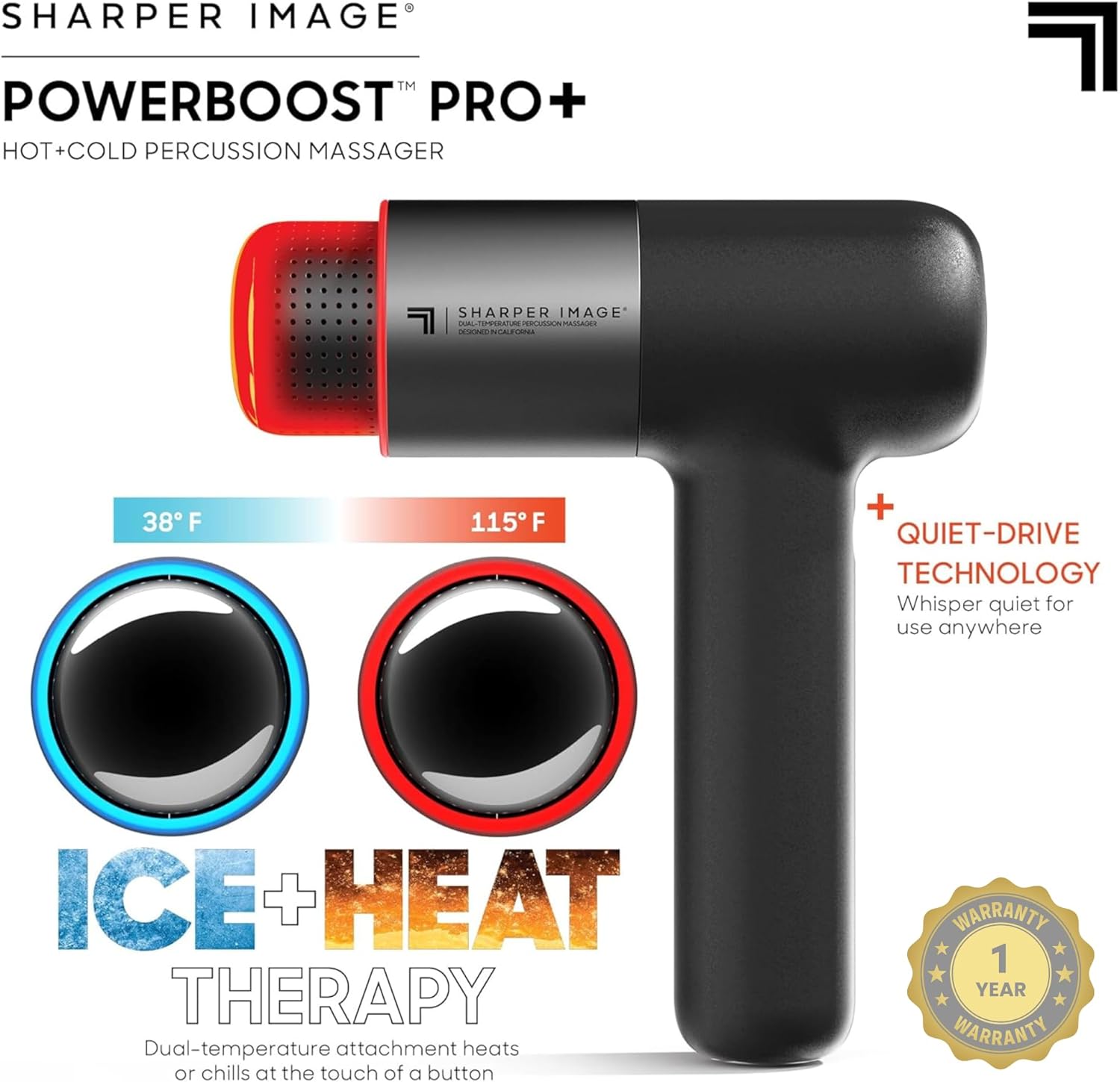 Sharper Image Pistola de masaje de tejido profundo con percusión, m...
