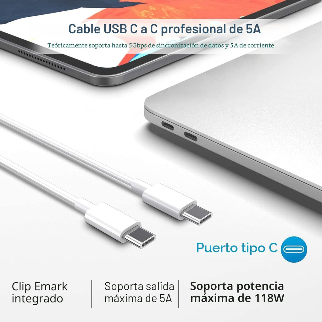 ixcv Cargador Mac Book Pro \u2013 Cargador USB C de 118 W, cargador...