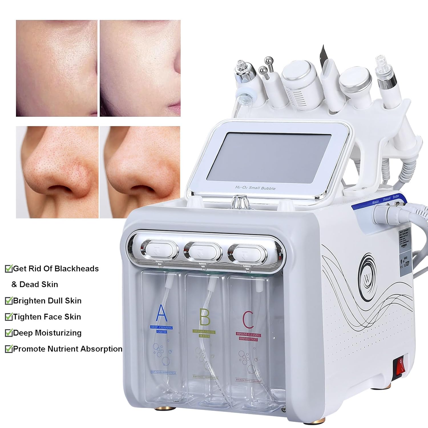 Máquina facial 7 del oxígeno del hidrógeno en una máquina de Microd...