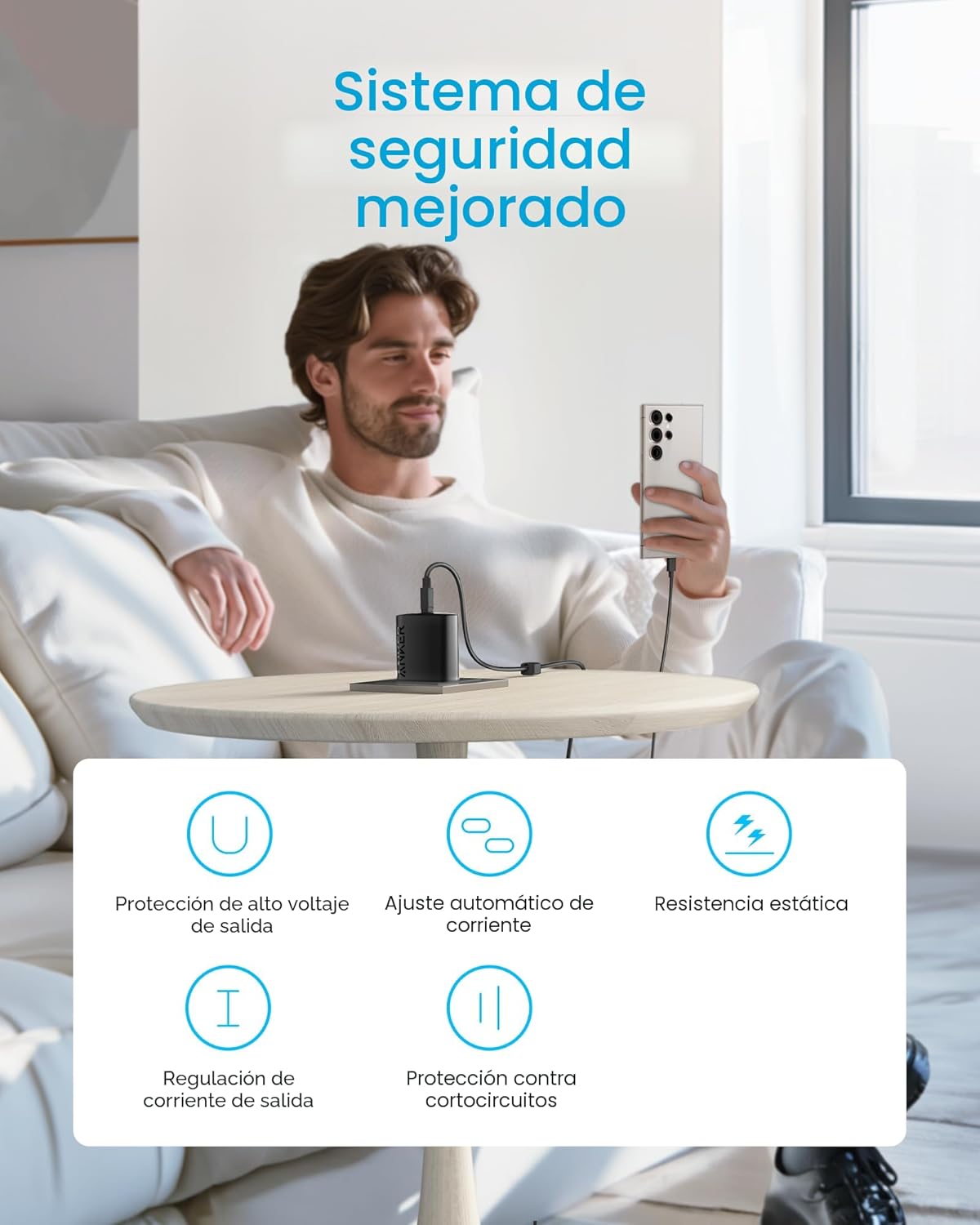 Anker Bloque de cargador USB C de 45 W, cargador rápido PPS con cab...