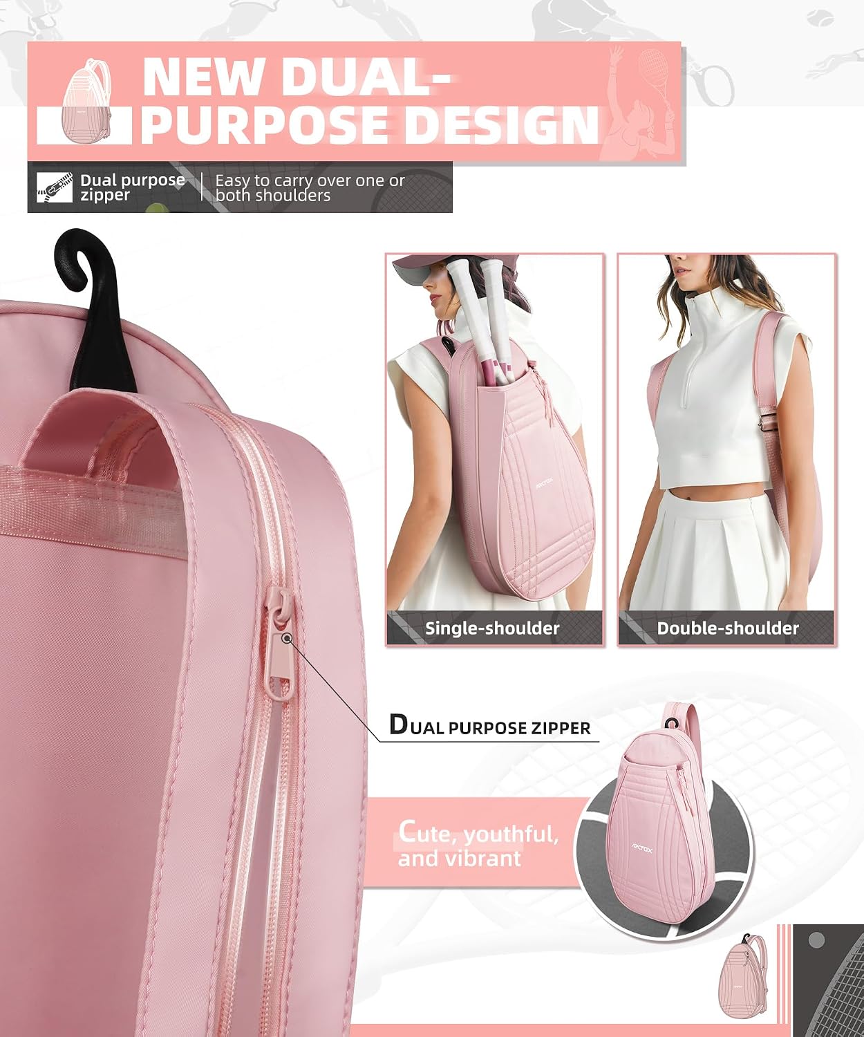 ARCFOX Mochila para raqueta de tenis 2 en 1 de gran capacidad para...