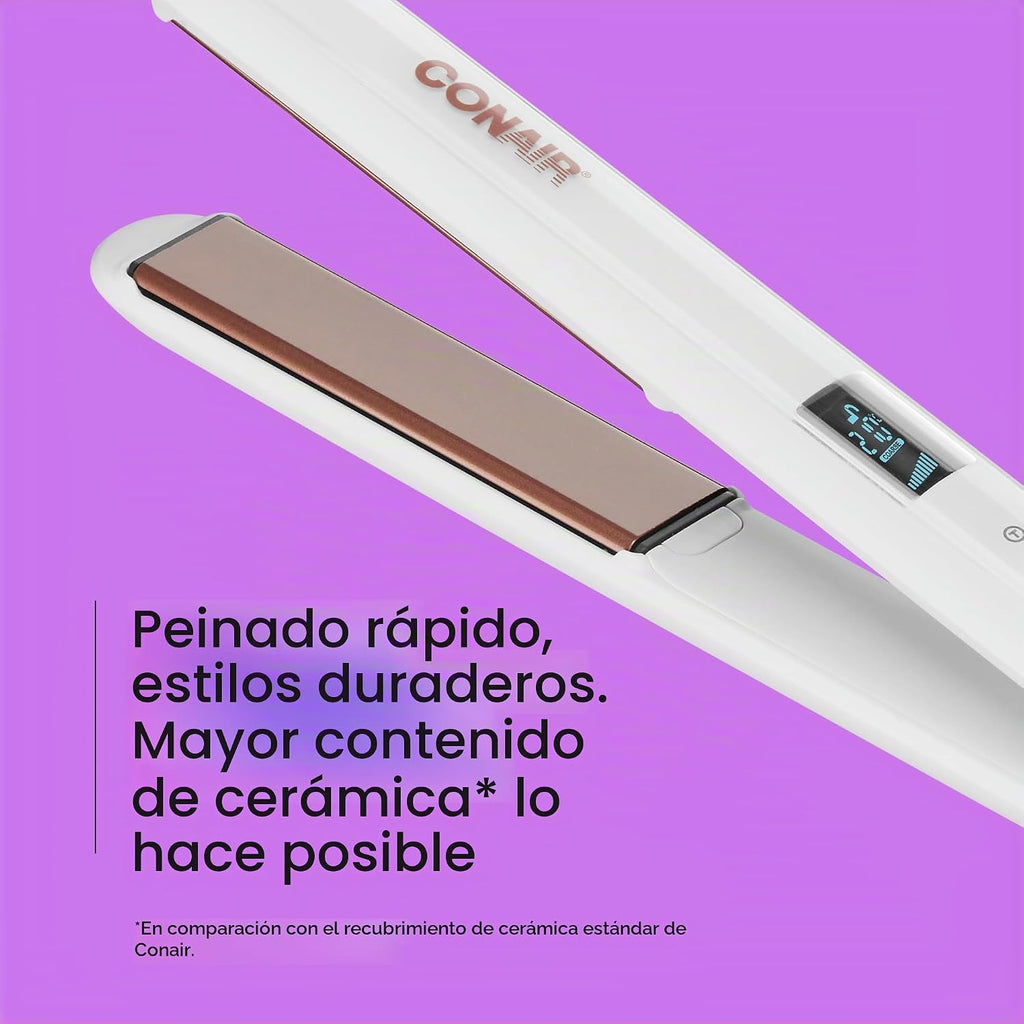 Conair - Plancha de cerámica doble, plancha plana de 1 pulgada, 5 a...