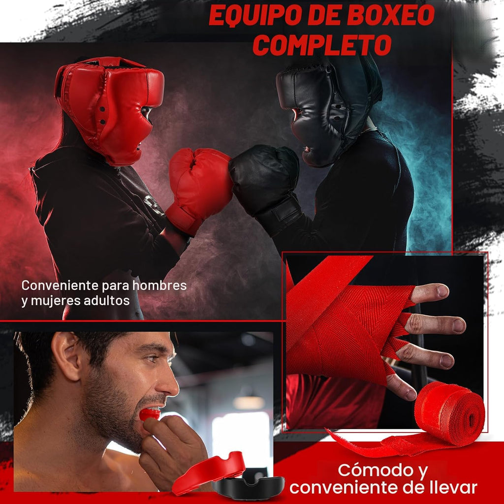 Kanayu Juego de 14 piezas de guantes de boxeo de 16 onzas, casco pa...
