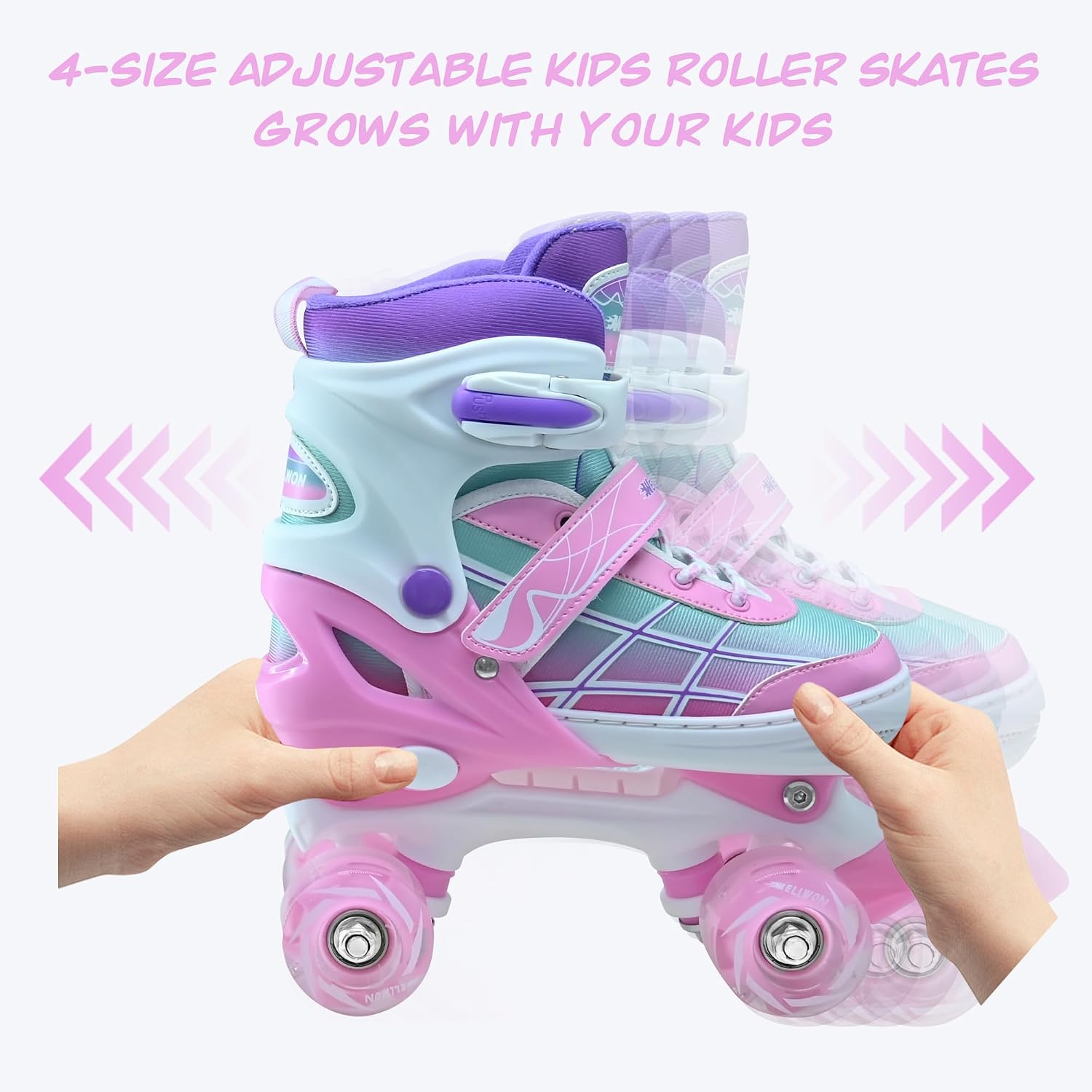 CLAVISPARK - Patines de ruedas para niños y niñas, 4 tamaños ajusta...