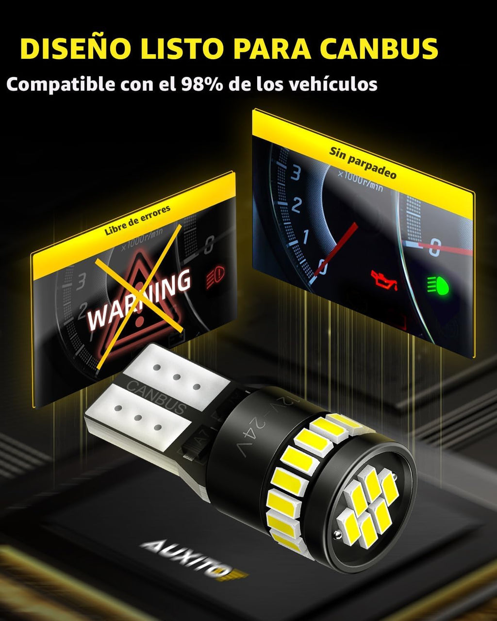 Bombillas LED superbrillantes tamaño 194 Auxito; 168, 2825, W5W, T1...