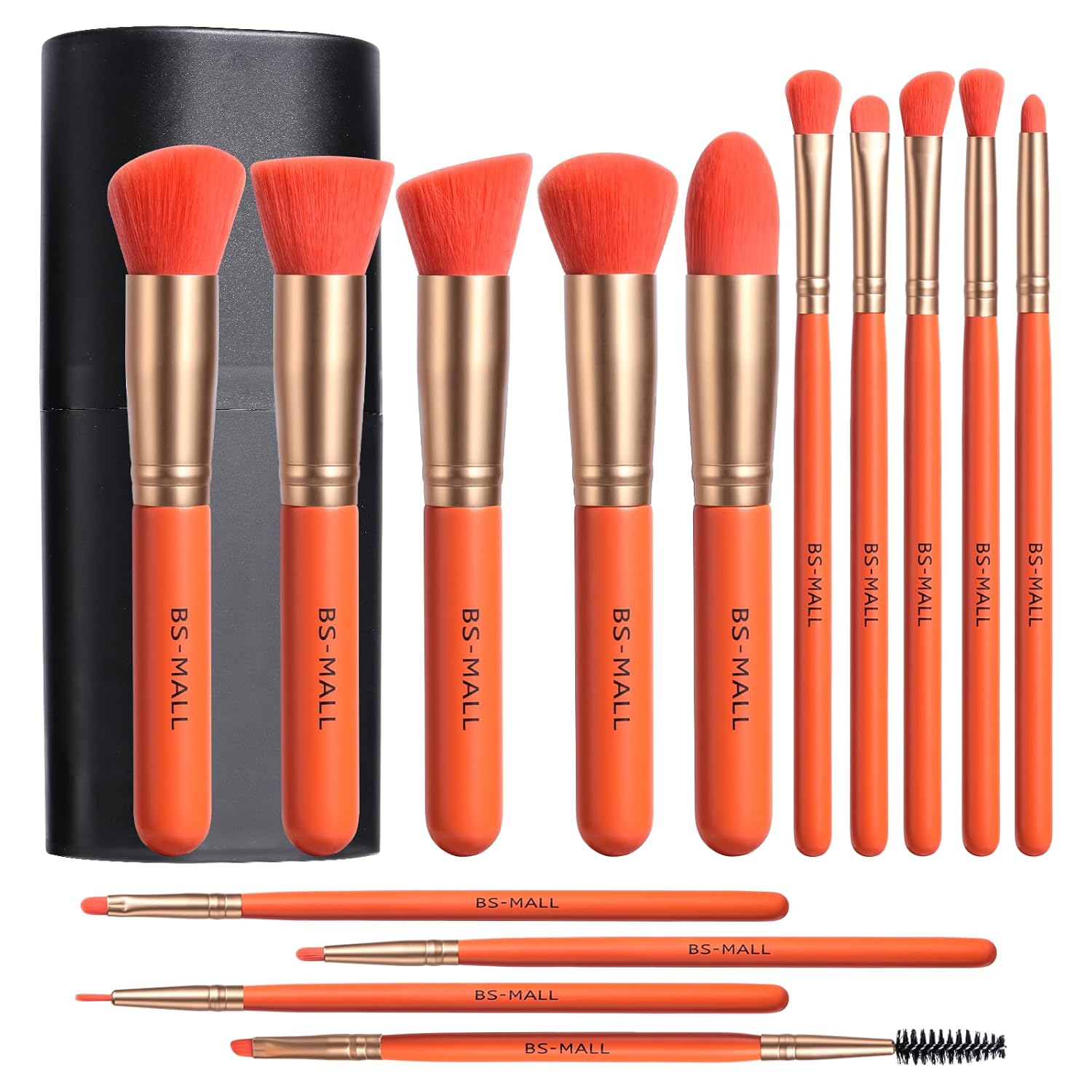 BS-MALL Juego de 14 brochas de maquillaje con estuche, brocha para...