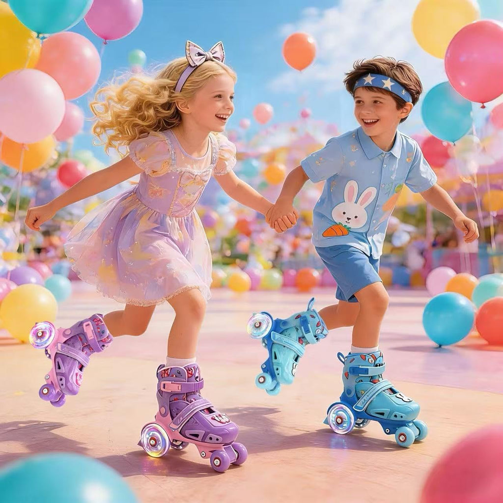 LKD Patines ajustables para niños y niñas, patines cuádruples para...