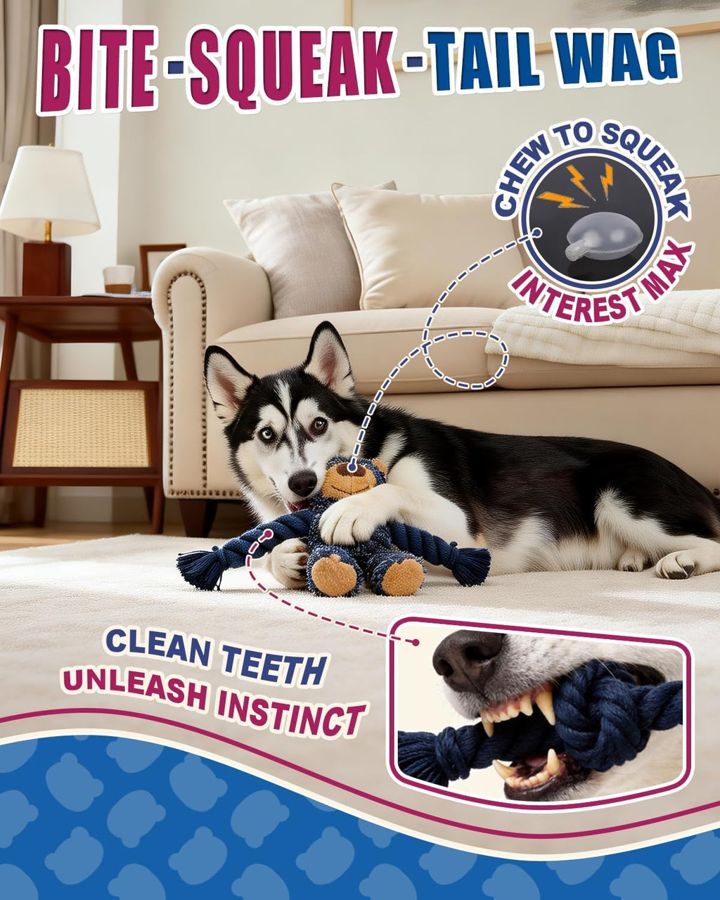 Pelemee Ragged Bear - Juguetes para perros para masticadores agresi...