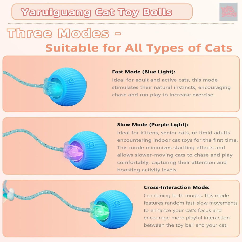 Yaruiguang Nuevo Juguete de Pelota para Gatos Mejorado - Speedy Tai...