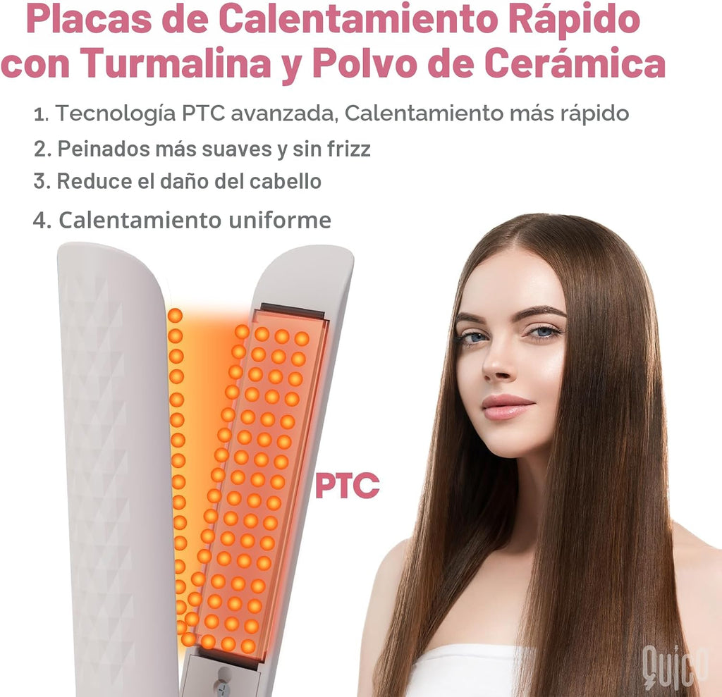Quico Plancha para el cabello, alisadora de cabello de viaje global...