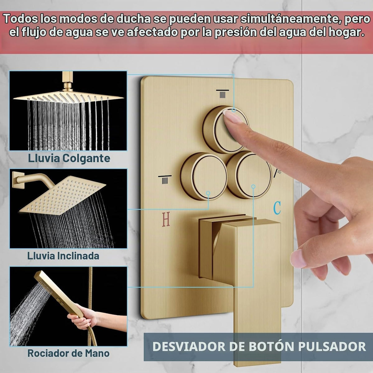Aolemi - Juego de grifo de ducha de techo con doble cabezal de 10 y...