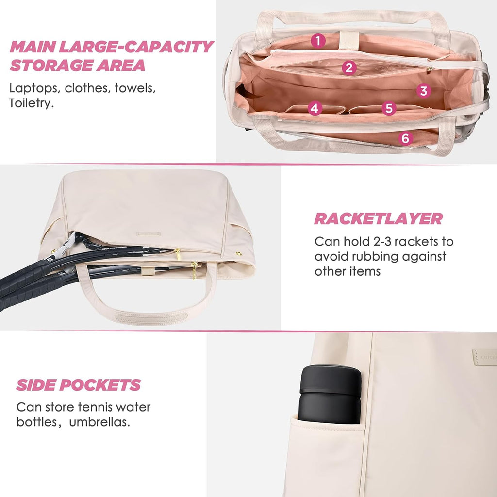 CHICECO Bolsa de tenis para mujer, bolsa de raqueta de tenis grande...