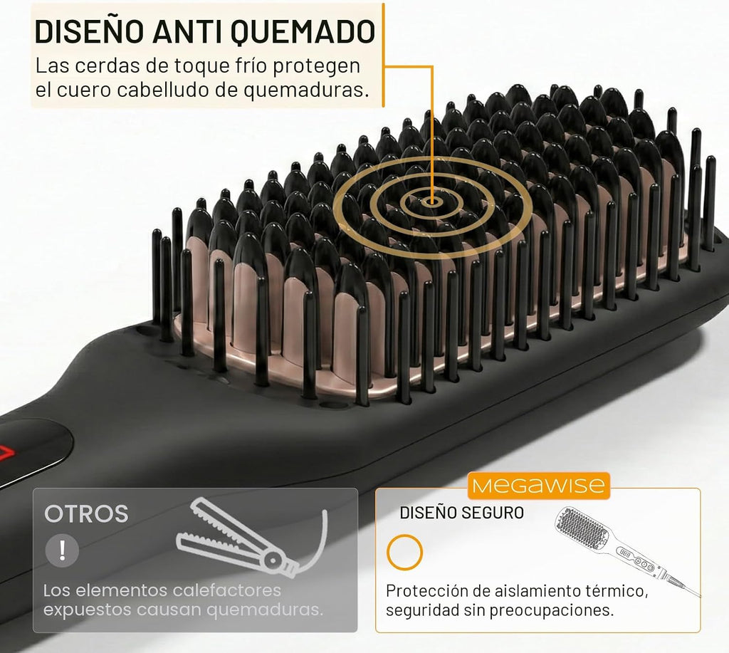 MEGAWISE Cepillo alisador de pelo iónico Pro Ceramic para salón en...