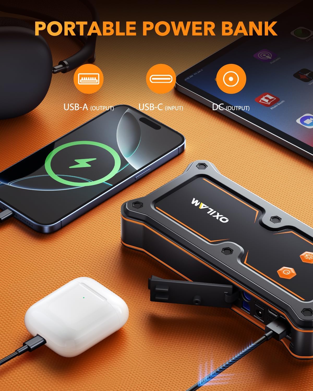 OXILAM Arrancador de 8000A - Arrancador portátil para automóvil par...