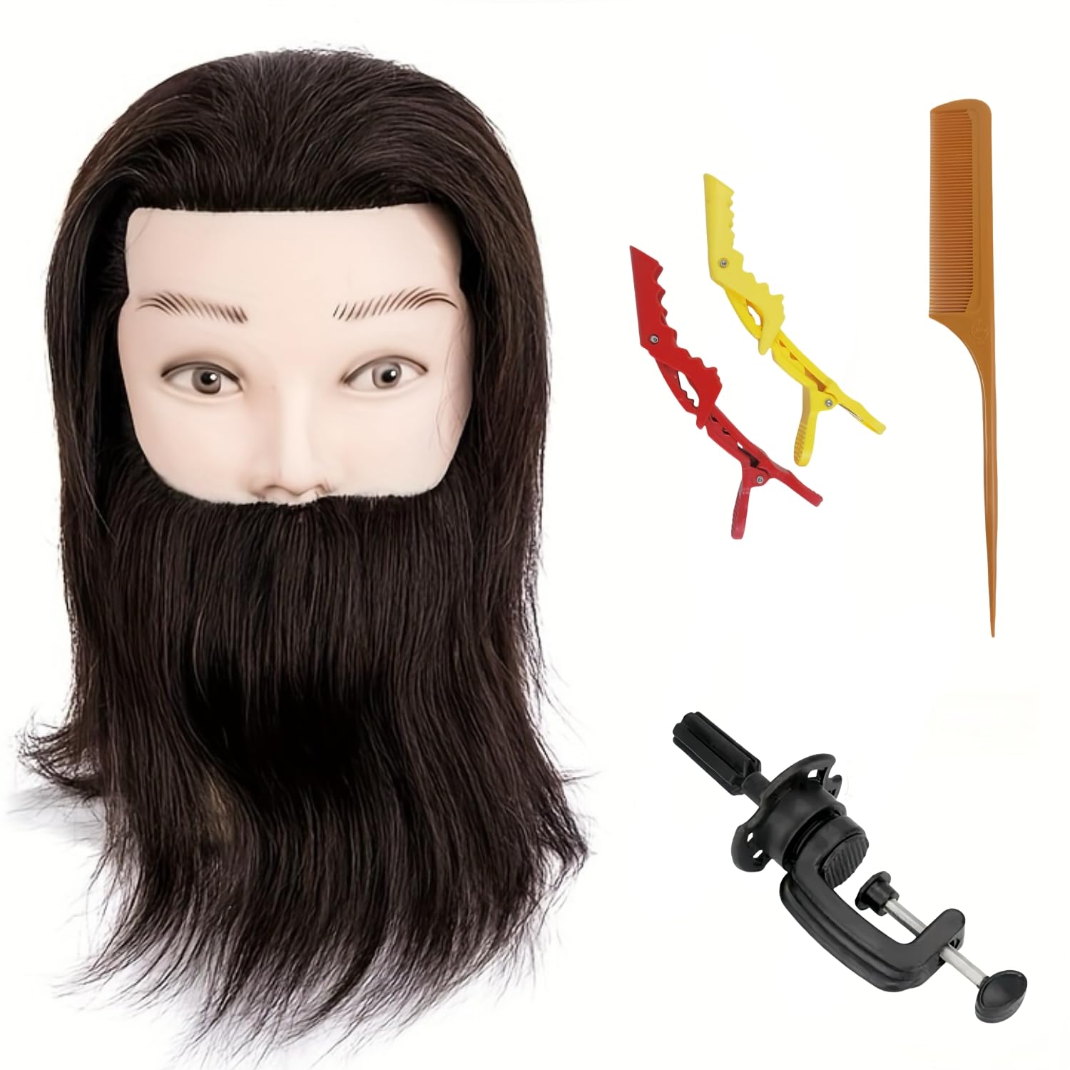 Yiifiulyn Cabeza de maniquí de cabello humano, para estudiantes de...