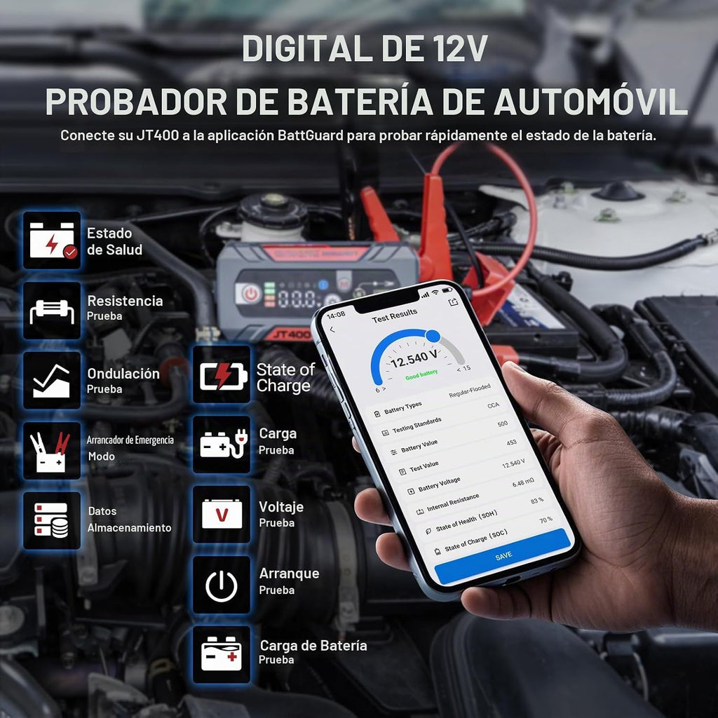 LOKITHOR JT400 Arrancador de salto con probador de batería (8.5L de...