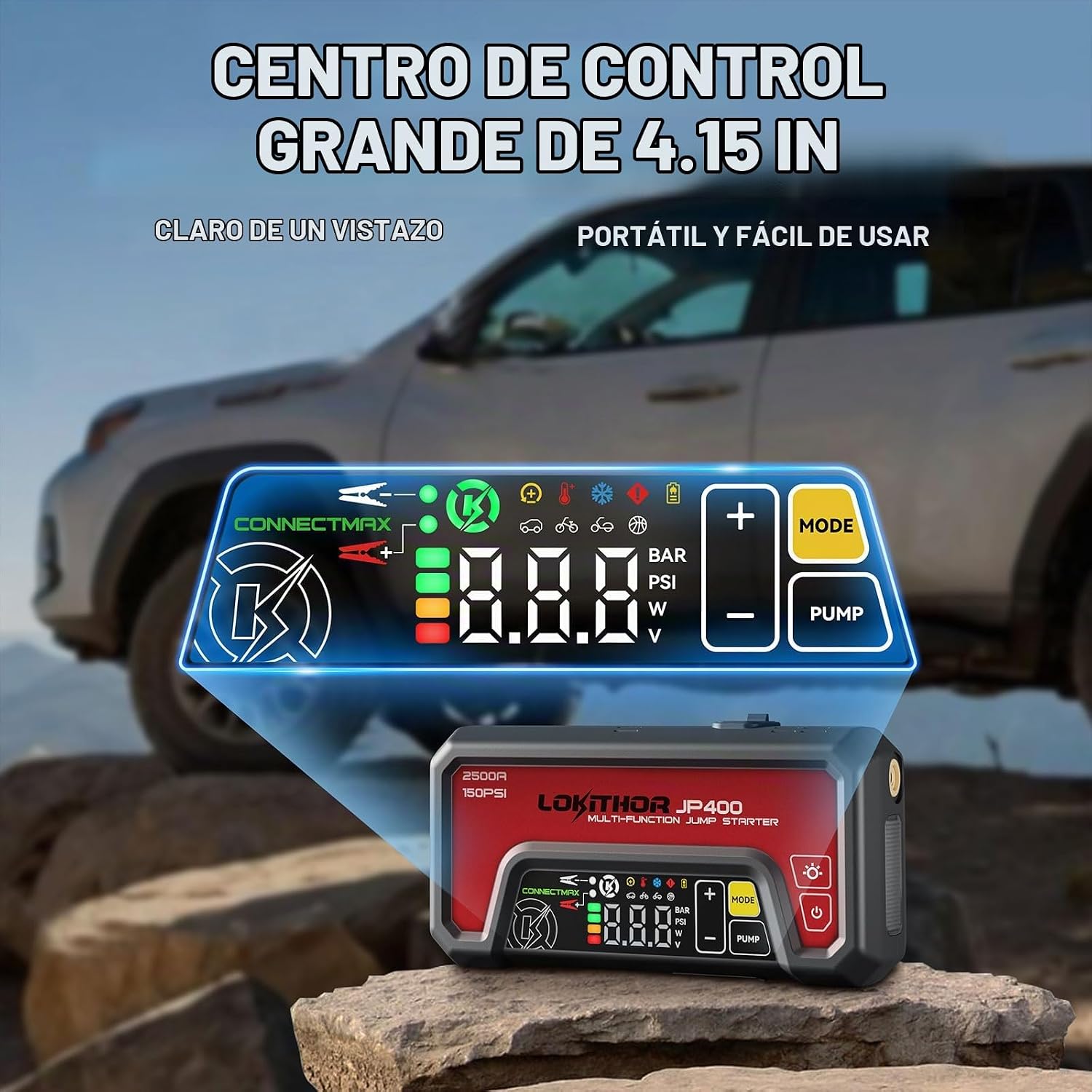 LOKITHOR JP400 Arrancador de batería con compresor de aire, 2500A 1...